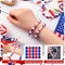 30 Sets Memorial Day Beaded Bracelet Kit, 1029 Pcs Red White Blue DIY Patriotic Bracelet Making Set with USA Letter Beads, Flag Charms, Cards and Bags for Memorial Day Party Favors
